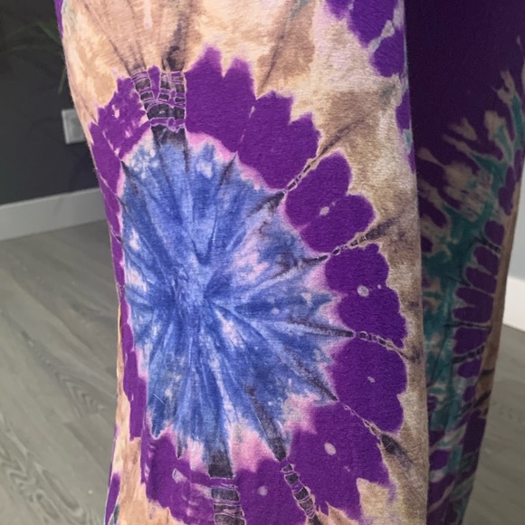New Purple Tie Dye Lounge Pants With Tie - Picture 3 of 3